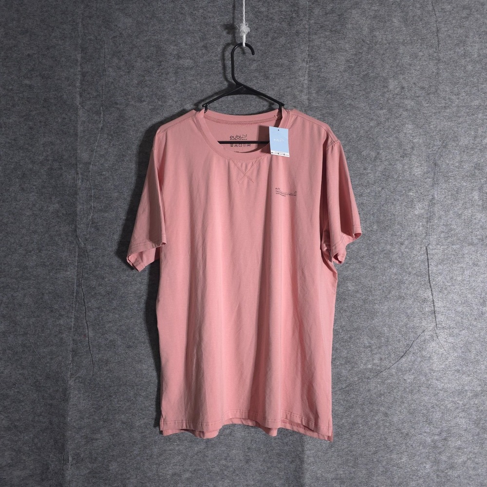 Eubi Shirt Men's XL Tee Pink T-Shirt Cotton Round Neck Ethically Eco Friendly